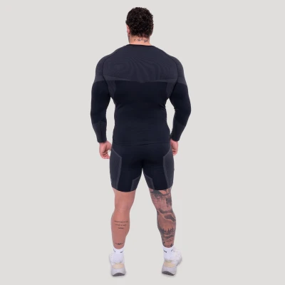 GymBeam Bezešvé tričko s dlouhým rukávem OG1 Black/Grey