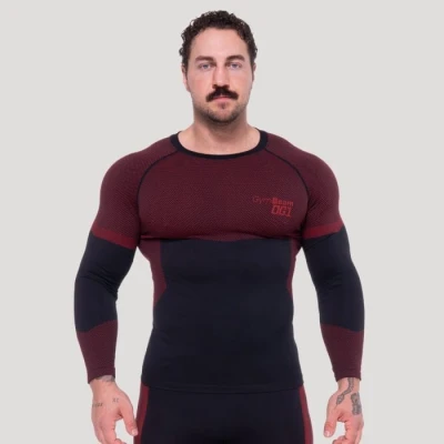 GymBeam Bezešvé tričko s dlouhým rukávem OG1 Black/Red