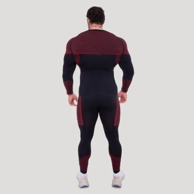 GymBeam Bezešvé tričko s dlouhým rukávem OG1 Black/Red
