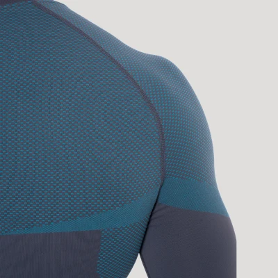 GymBeam Bezešvé tričko s dlouhým rukávem OG1 Grey/Blue