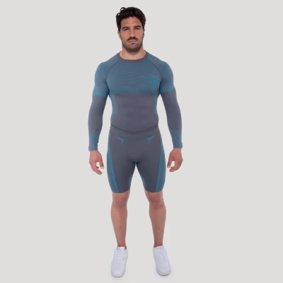 GymBeam Bezešvé tričko s dlouhým rukávem OG1 Grey/Blue