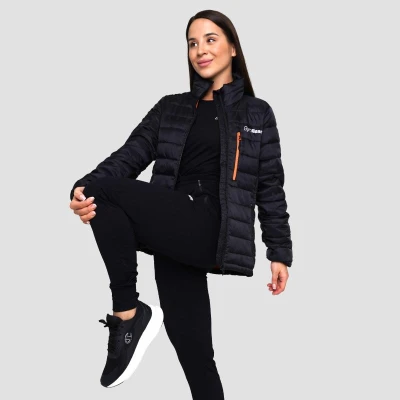 GymBeam Dámská bunda Puffer Black/Orange