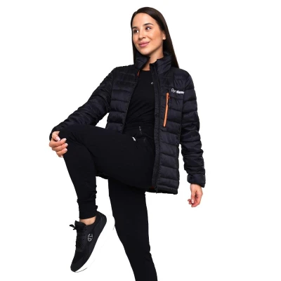 GymBeam Dámská bunda Puffer Black/Orange