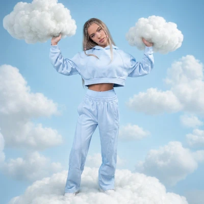 GymBeam Dámská mikina Cropped Mochi Blue