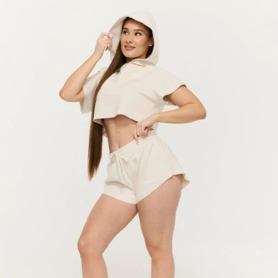 GymBeam Women‘s Relay Cropped Hoodie Pearl