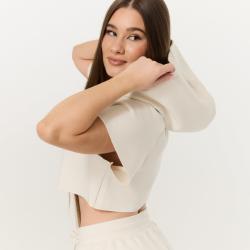 GymBeam Women‘s Relay Cropped Hoodie Pearl