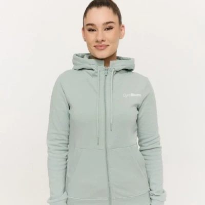 GymBeam Dámská mikina se zipem Limitless Eucalypt POUZE XXL (VÝPRODEJ)