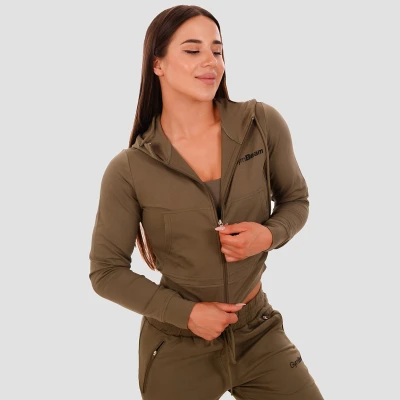 GymBeam Dámská mikina Zip-up TRN olive