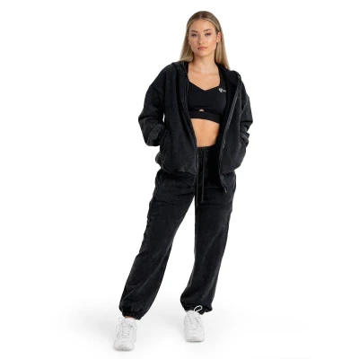 GymBeam Zip Washed STRIX černá dámská mikina se zipem