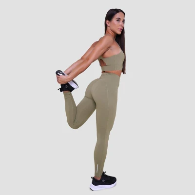 GymBeam Dámské běžecké legíny Pulse Vetiver