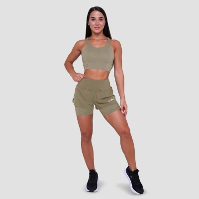 GymBeam Dámské běžecké šortky 2in1 Pulse Vetiver