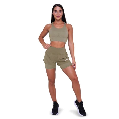 GymBeam Dámské běžecké šortky 2in1 Pulse Vetiver