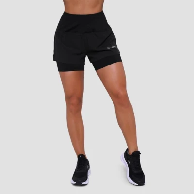GymBeam Pulse Black dámské běžecké šortky 2v1