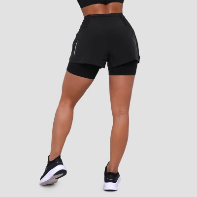 GymBeam Pulse Black dámské běžecké šortky 2v1