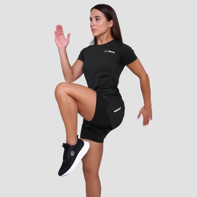 GymBeam Pulse Black dámské běžecké šortky 2v1