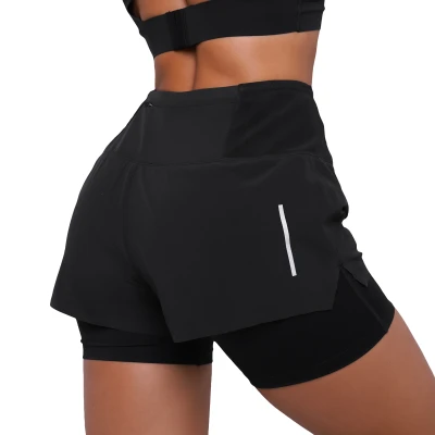 GymBeam Pulse Black dámské běžecké šortky 2v1