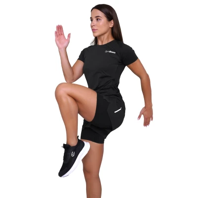 GymBeam Pulse Black dámské běžecké šortky 2v1
