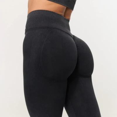 GymBeam Fierce Dark Grey dámské bezešvé legíny