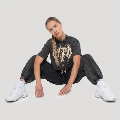 GymBeam Dámské cropped tričko Abyss Charcoal