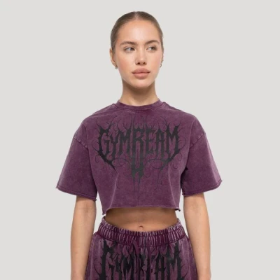 GymBeam Dámské cropped tričko Abyss Raisin GymBeam Dámské cropped tričko Abyss Raisin