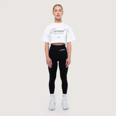 GymBeam Dámské cropped tričko Earned White