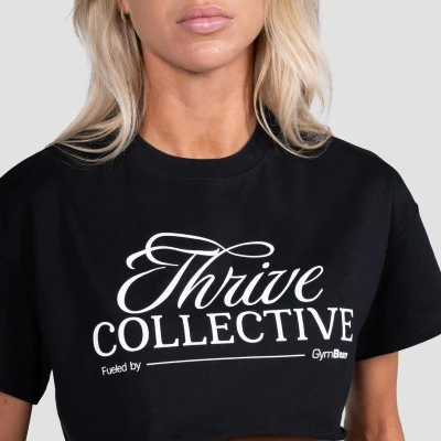 GymBeam Dámské cropped tričko Thrive Black