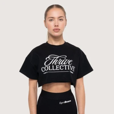 GymBeam Dámské cropped tričko Thrive Black