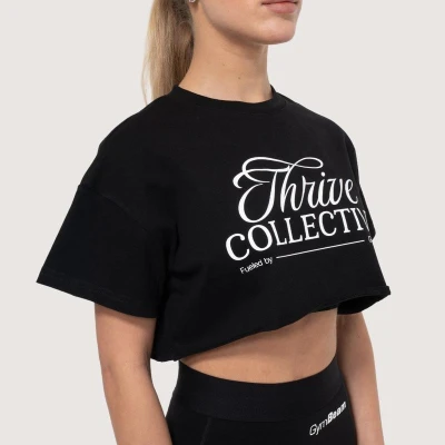 GymBeam Dámské cropped tričko Thrive Black