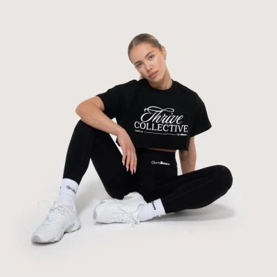 GymBeam Dámské cropped tričko Thrive Black