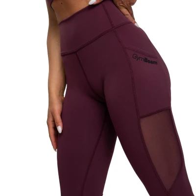 GymBeam Dámské legíny Mesh Panel Eggplant