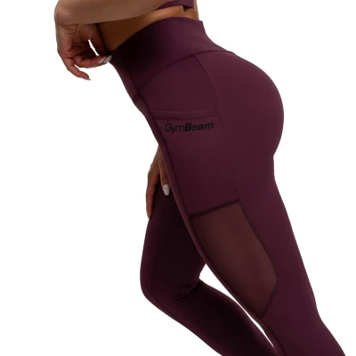 GymBeam Dámské legíny Mesh Panel Eggplant