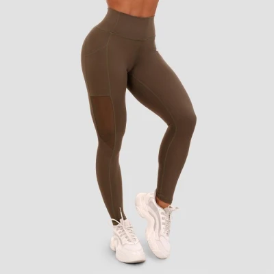 GymBeam Dámské legíny Mesh Panel olive GymBeam Dámské legíny Mesh Panel olive