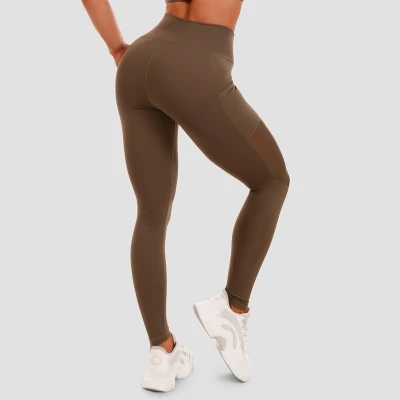 GymBeam Dámské legíny Mesh Panel olive