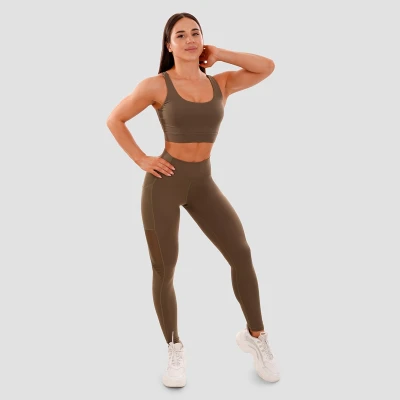 GymBeam Dámské legíny Mesh Panel olive
