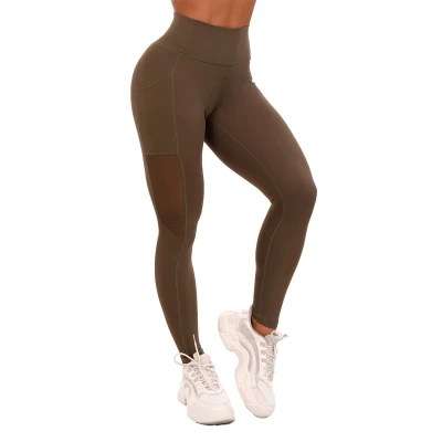 GymBeam Dámské legíny Mesh Panel olive
