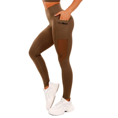 GymBeam Dámské legíny Mesh Panel olive
