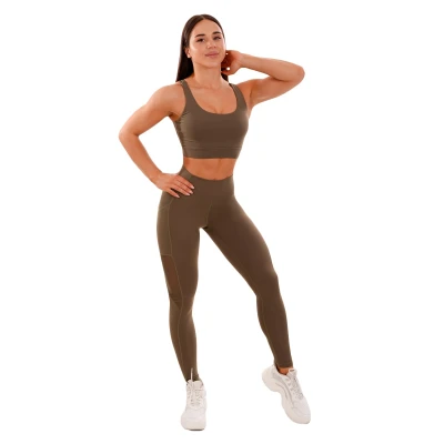 GymBeam Dámské legíny Mesh Panel olive