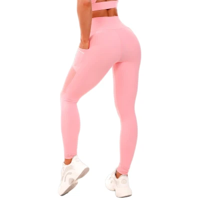 GymBeam Dámské legíny Mesh Panel pink