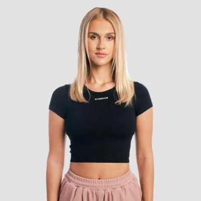 GymBeam Cropped Aura Black dámské tričko
