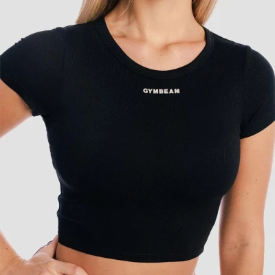 GymBeam Cropped Aura Black dámské tričko