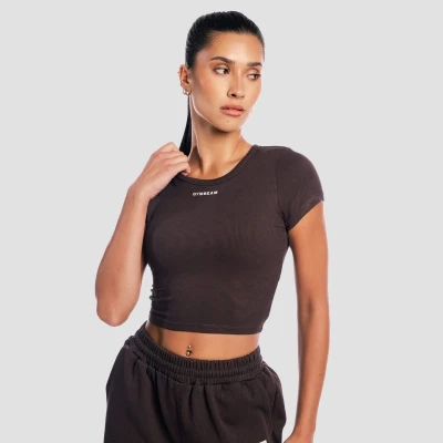 GymBeam Dámské tričko Cropped Aura Tee Brown