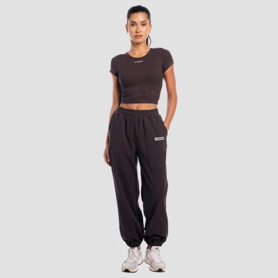 GymBeam Dámské tričko Cropped Aura Tee Brown