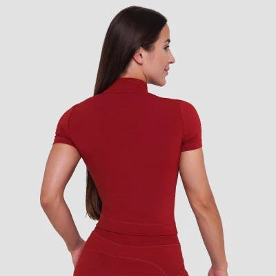 GymBeam Dámské triko Cropped Ignite Dark Red