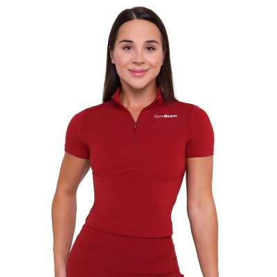 GymBeam Dámské triko Cropped Ignite Dark Red
