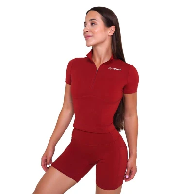 GymBeam Dámské triko Cropped Ignite Dark Red