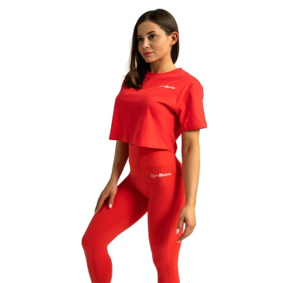 GymBeam Dámské tričko Cropped Limitless Hot Red