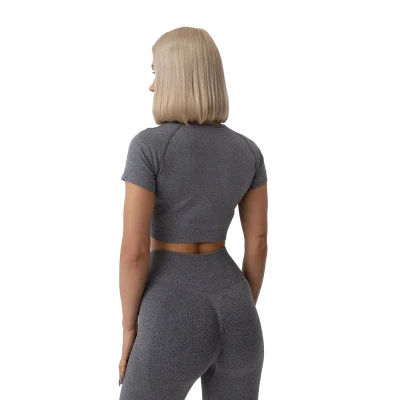 GymBeam Dámské tričko FLO Crop Top Grey