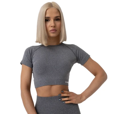GymBeam Dámské tričko FLO Crop Top Grey