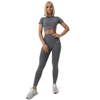 GymBeam Dámské tričko FLO Crop Top Grey