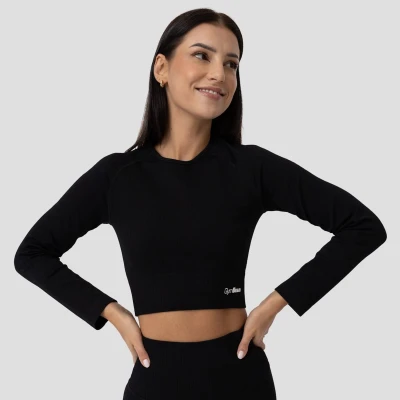 GymBeam Dámské triko FLO Ribbed Crop-Top Black